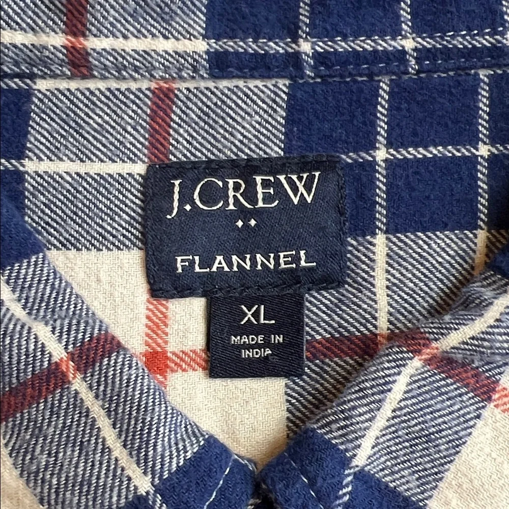 J.Crew Men’s Plaid flannel shirt Blue & Off White SZ XL